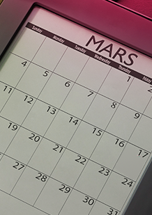 Bilde av en kalender med en dag sirklet inn med grønn farge. Informasjon om appen: o.b.®:s Menskalender.